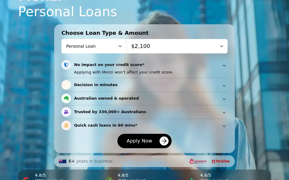 Screenshot of monzi.com.au