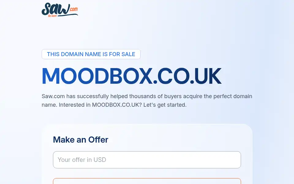 Screenshot of moodbox.co.uk