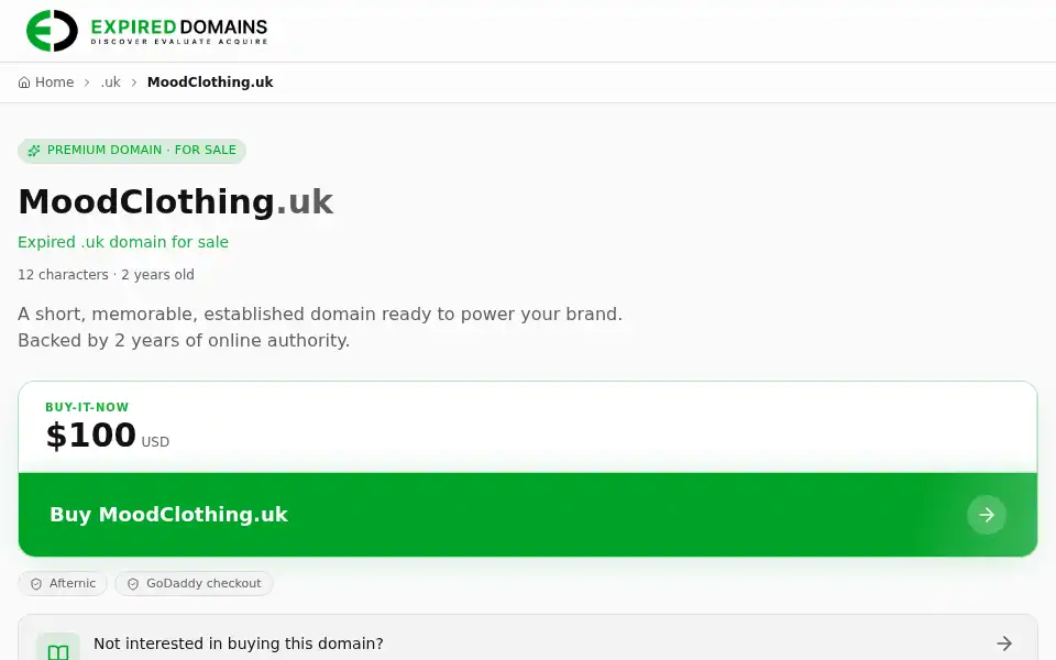 Screenshot of moodclothing.uk