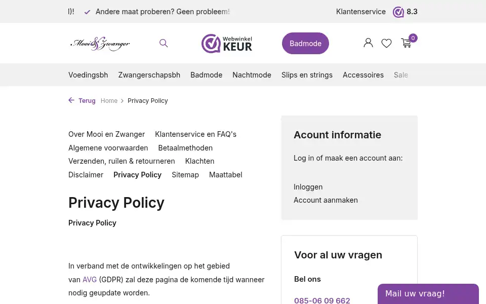 Screenshot of mooienzwanger.nl