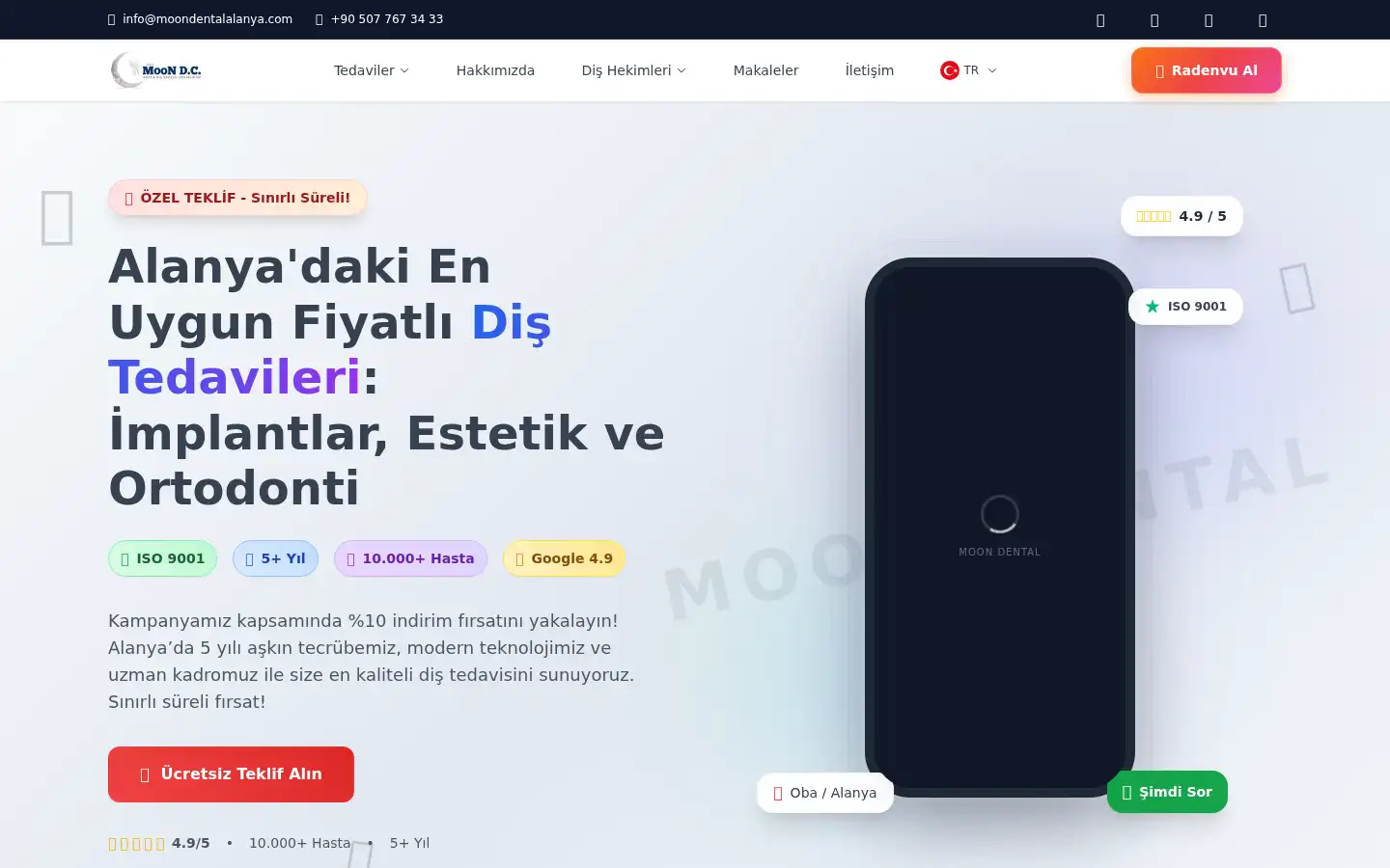 Screenshot of moondentalclinic.com