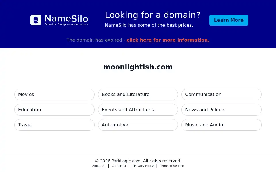 Screenshot of moonlightish.com