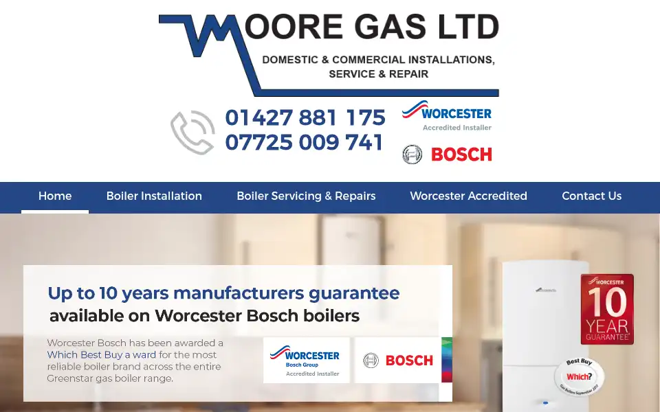 Screenshot of mooregasltd.co.uk