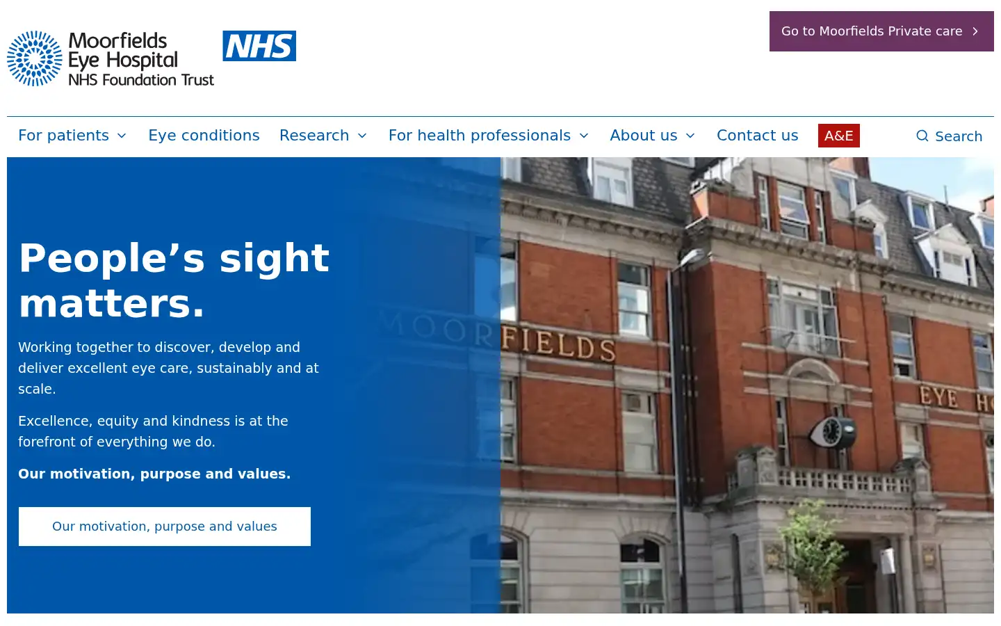 Screenshot of moorfields.nhs.uk