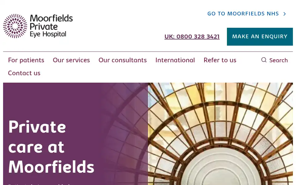 Screenshot of moorfields-private.co.uk