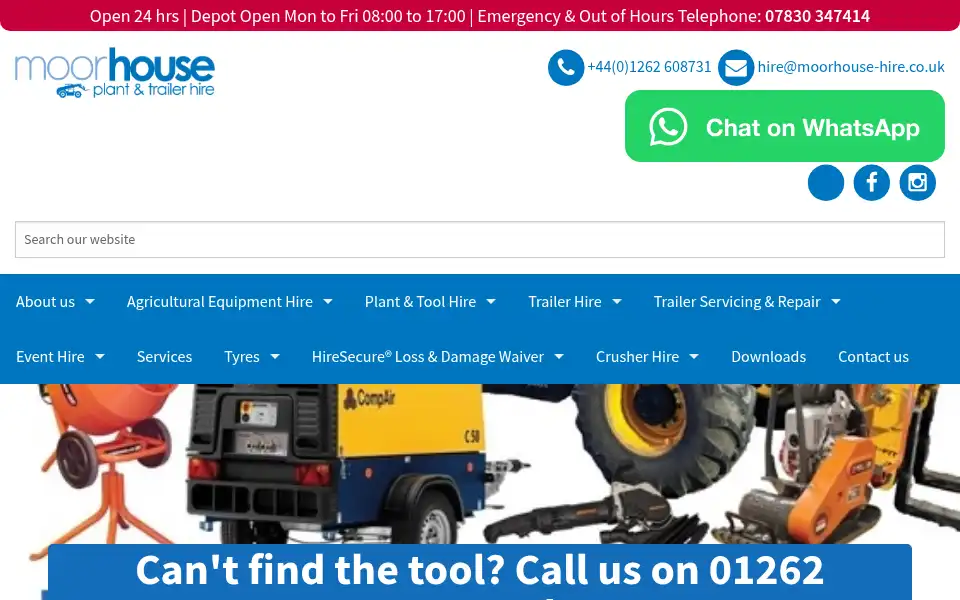 Screenshot of moorhouse-hire.co.uk