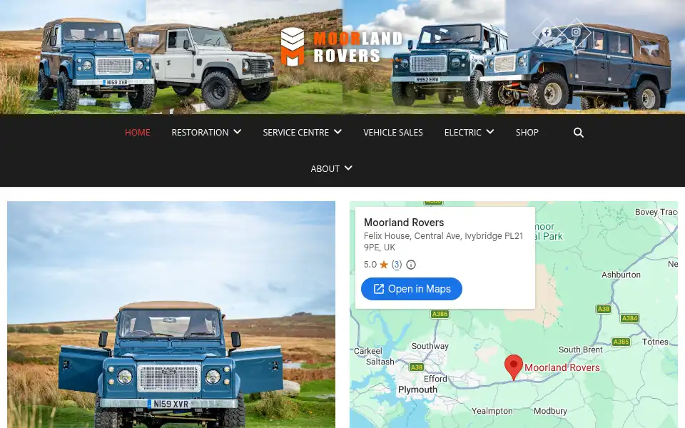 Screenshot of moorlandrovers.com