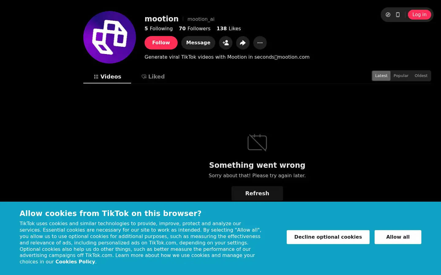 Screenshot of mootion.com