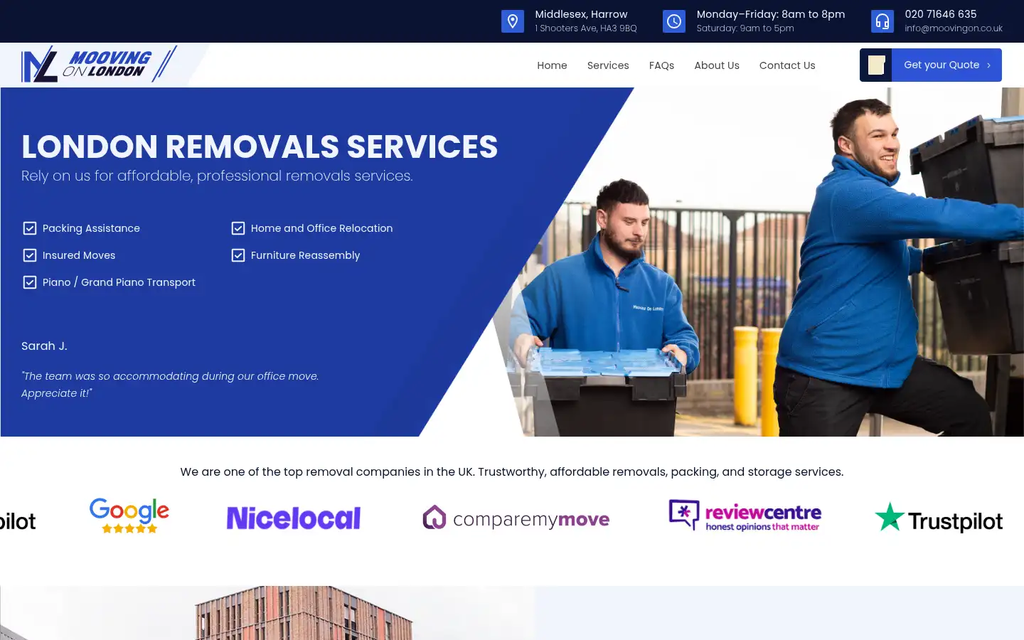 Screenshot of moovingon.co.uk