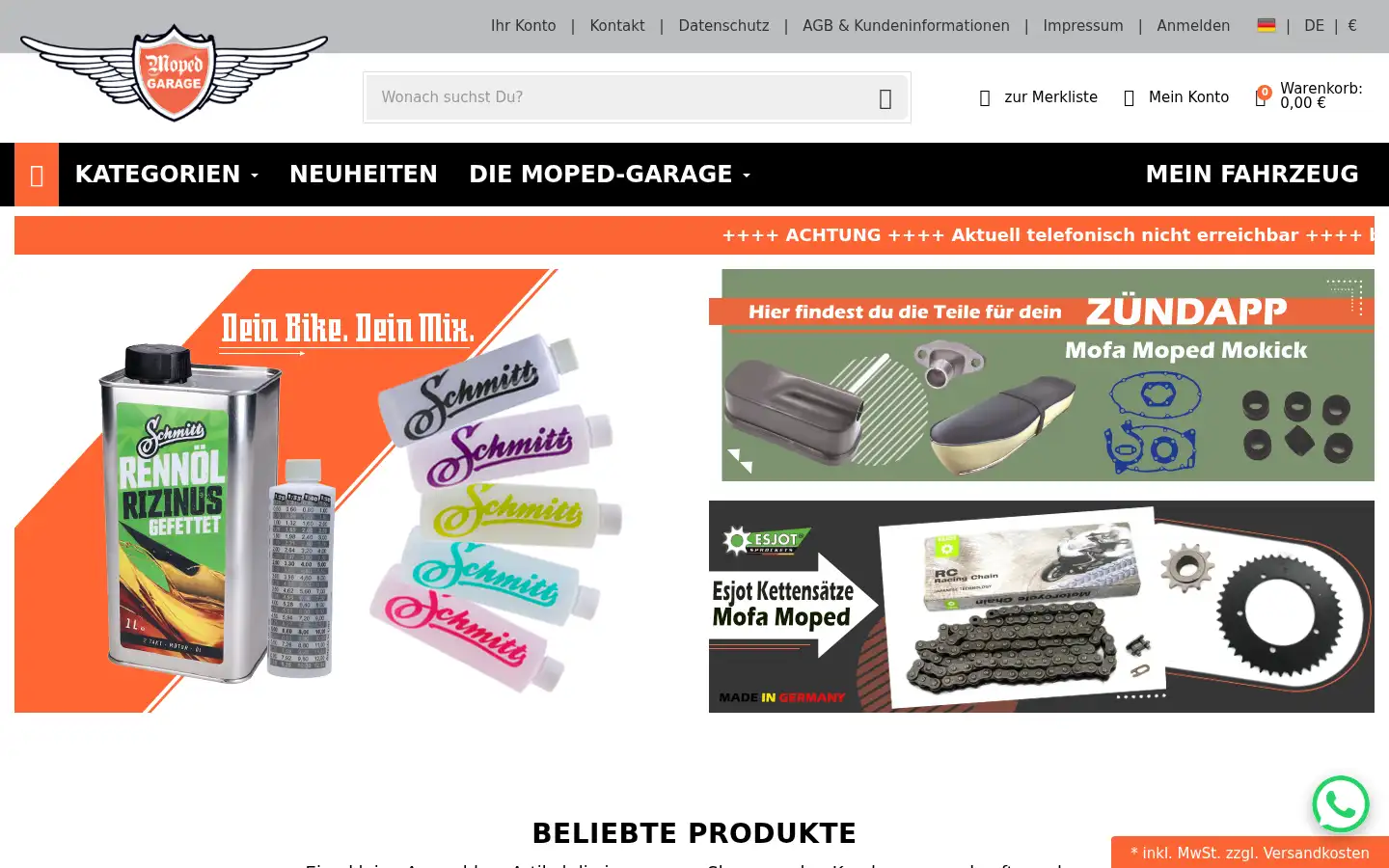 Screenshot of moped-garage.net