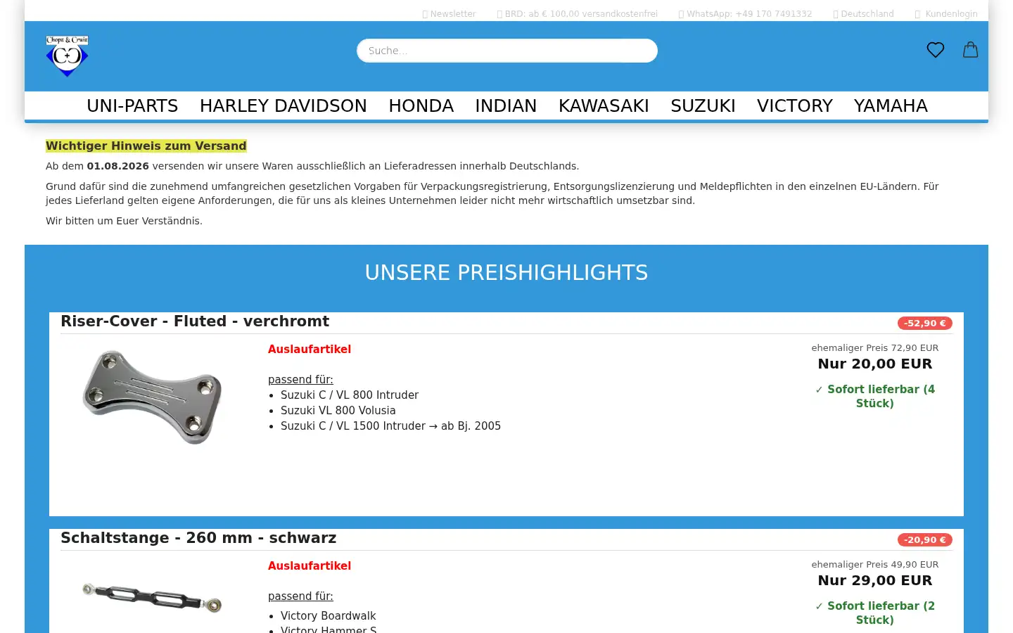 Screenshot of mopedshop.de