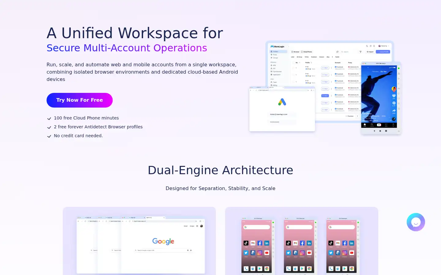 Screenshot of morelogin.com