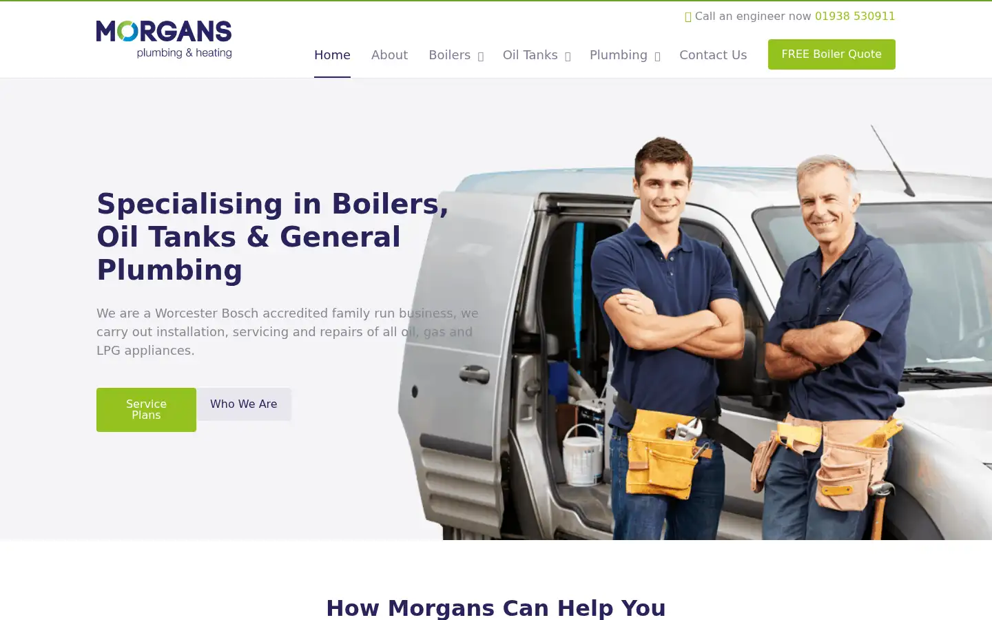Screenshot of morgansplumbingandheating.co.uk