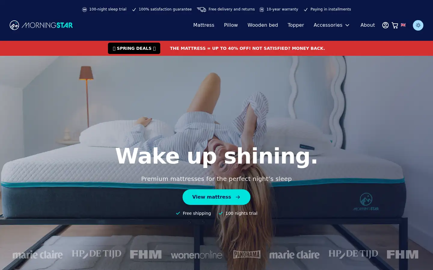Screenshot of morningstarsleeps.com