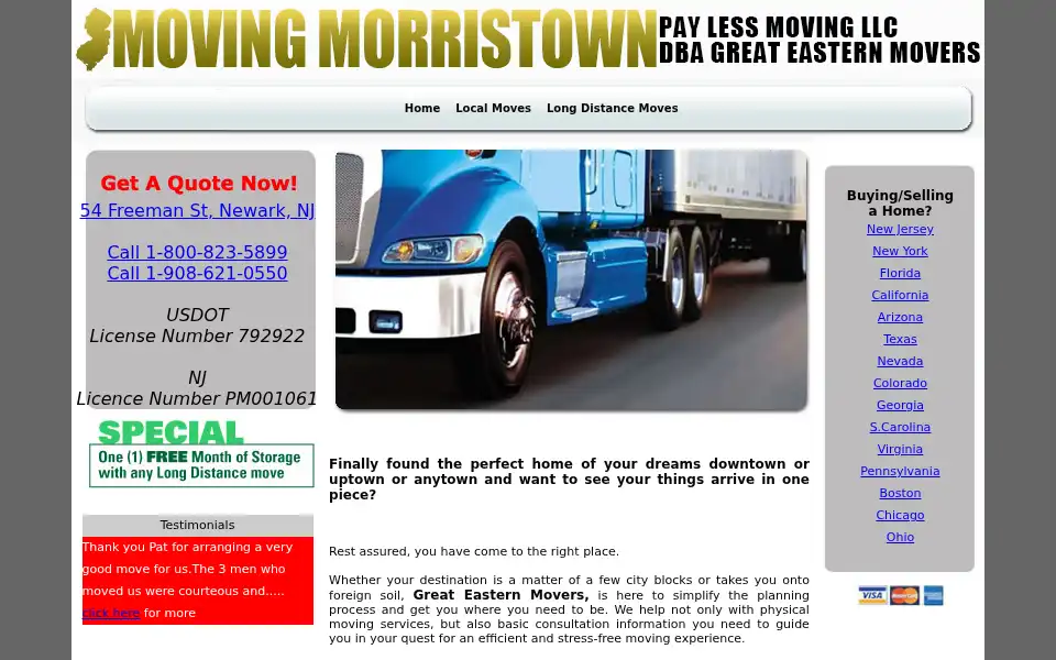 Screenshot of morristownmovers.net