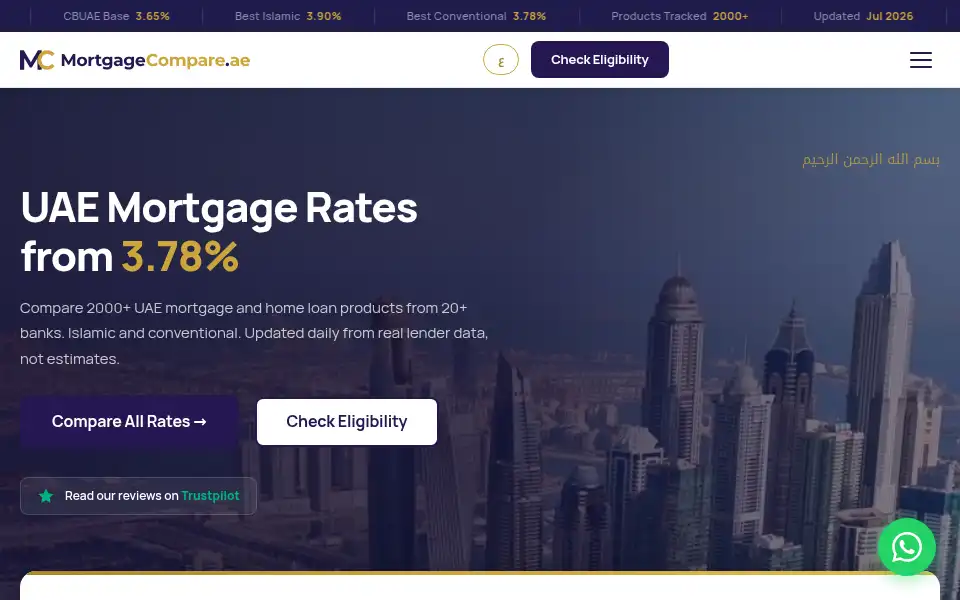 Screenshot of mortgagecompare.ae