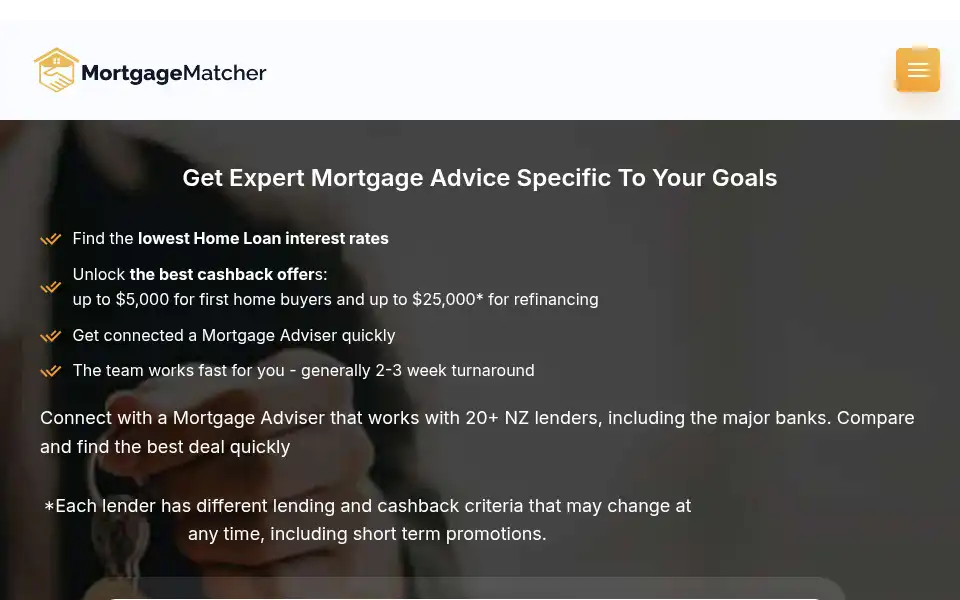 Screenshot of mortgagematcher.nz