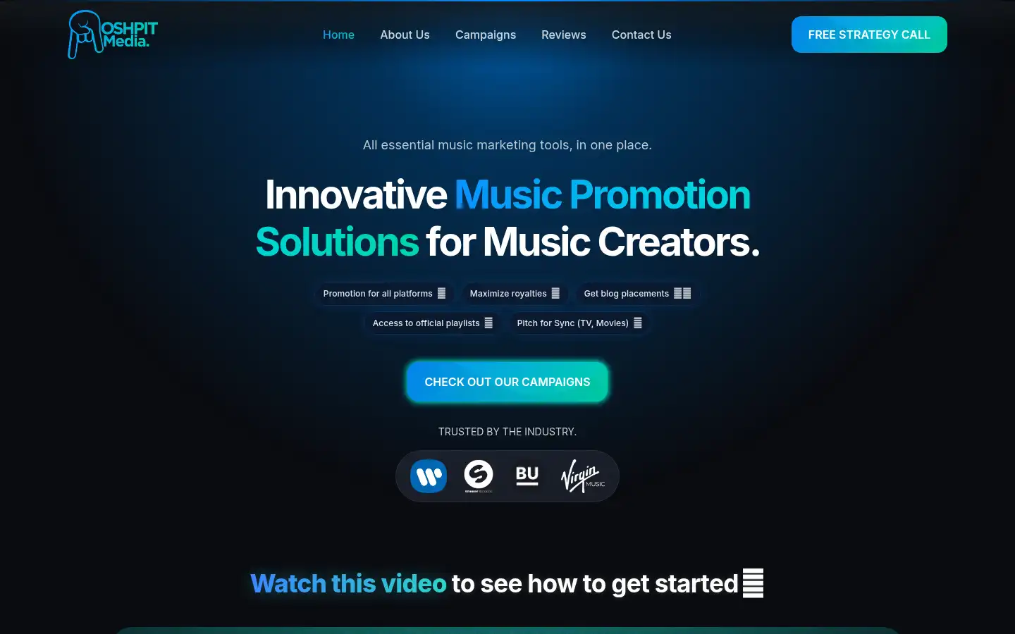 Screenshot of moshpit-media.com