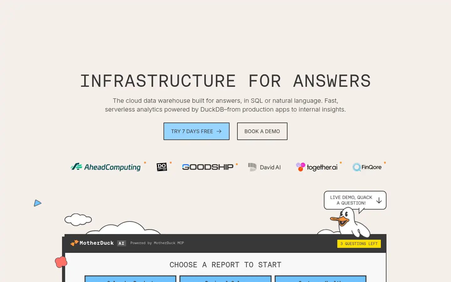 Screenshot of motherduck.com