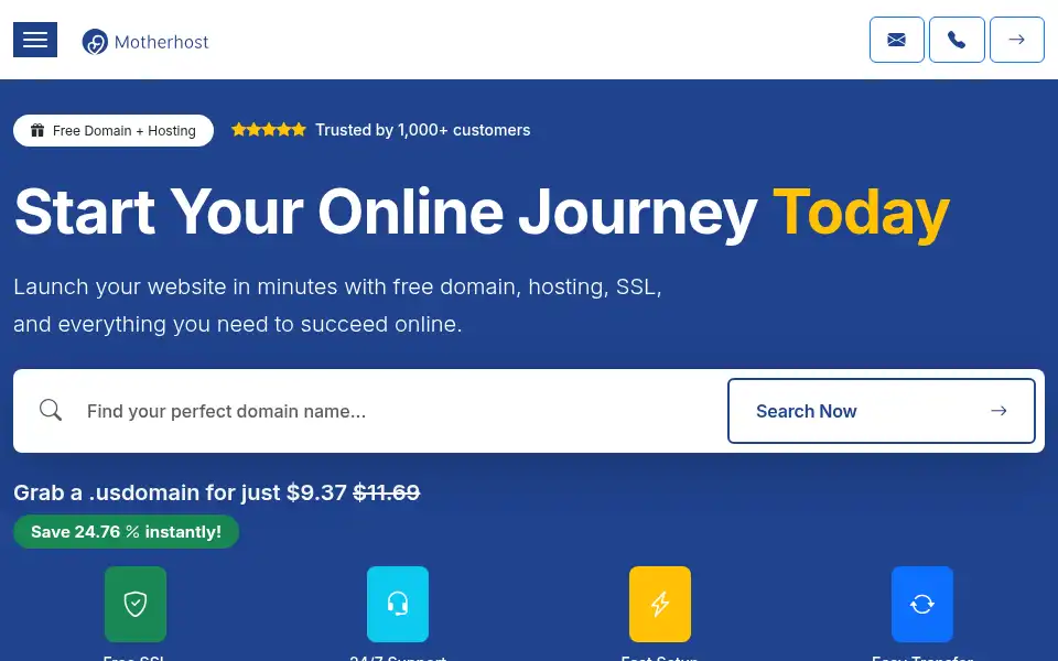 Screenshot of motherhost.com