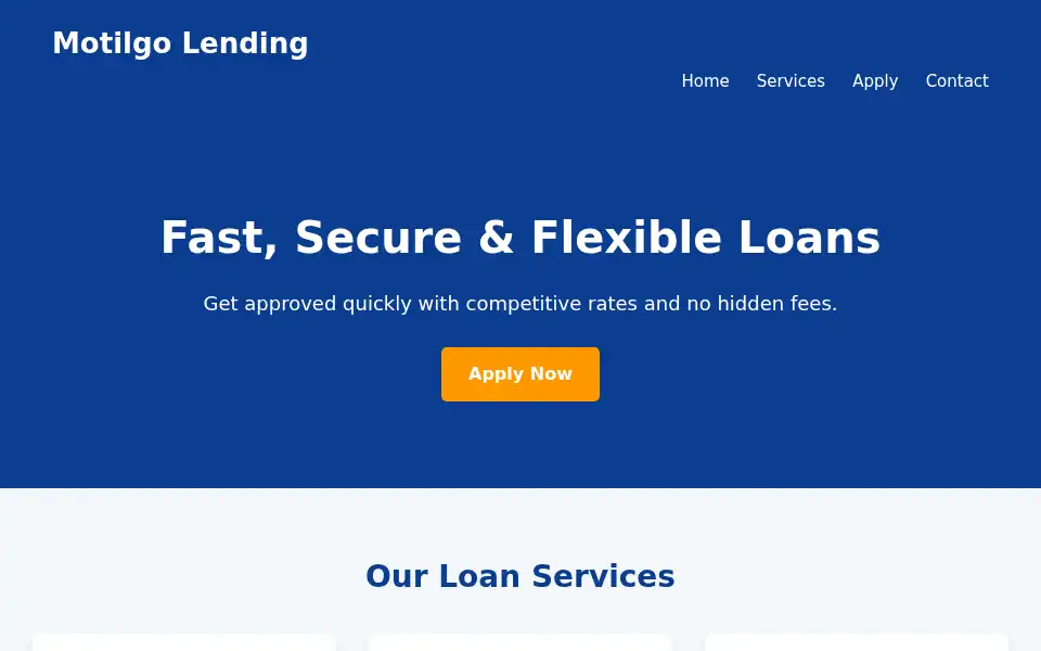 Screenshot of motilgolending.com