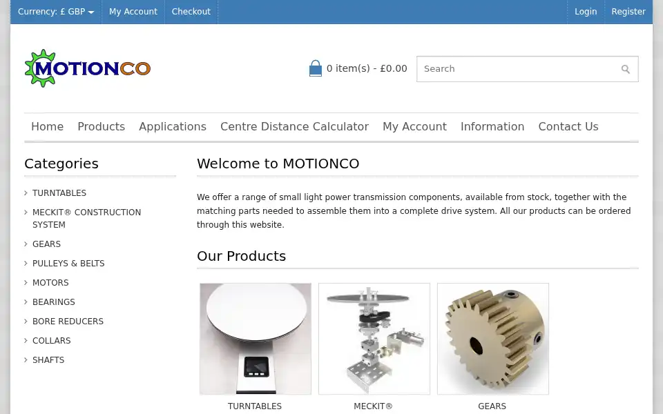 Screenshot of motionco.co.uk