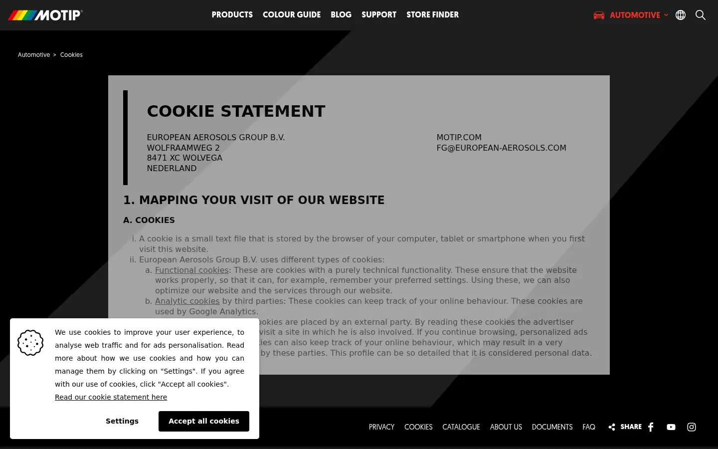 Screenshot of motip.com
