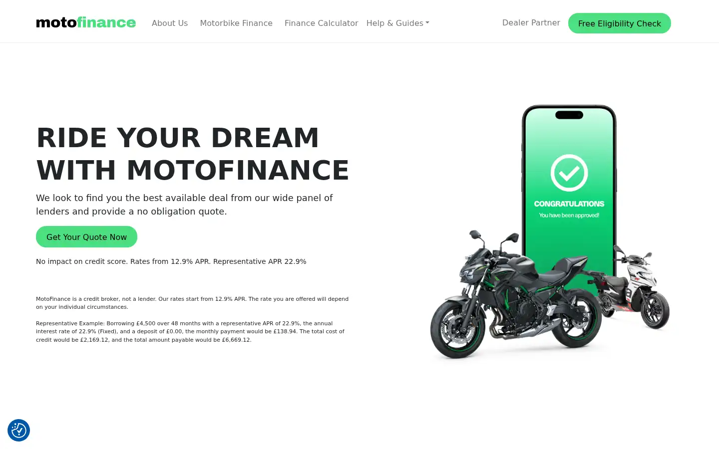 Screenshot of motofinance.co.uk