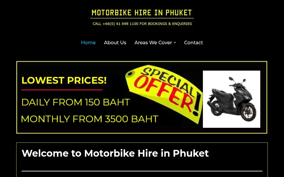 Screenshot of motorbikehireinphuket.com