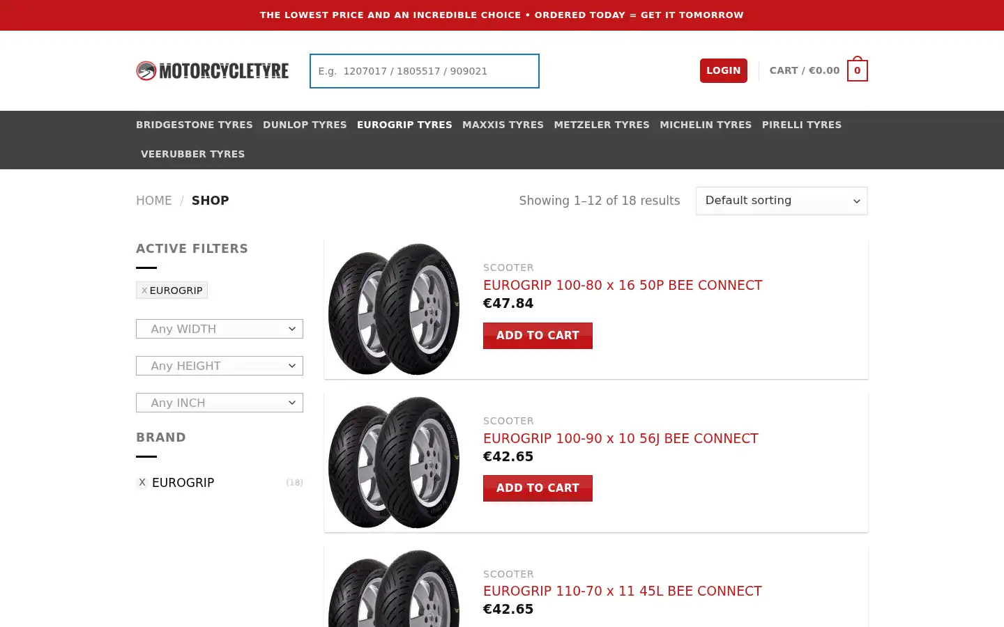Screenshot of motorcycletyre.com