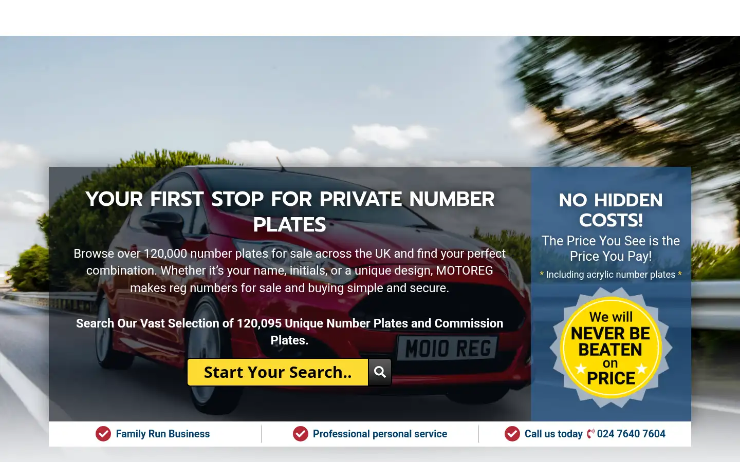 Screenshot of motoreg.co.uk