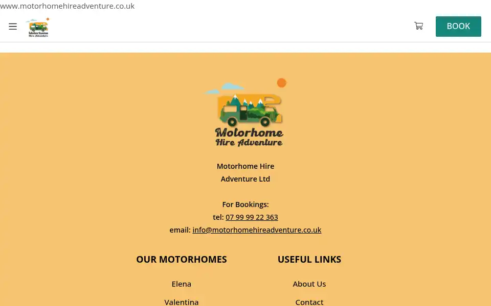 Screenshot of motorhomehireadventure.co.uk