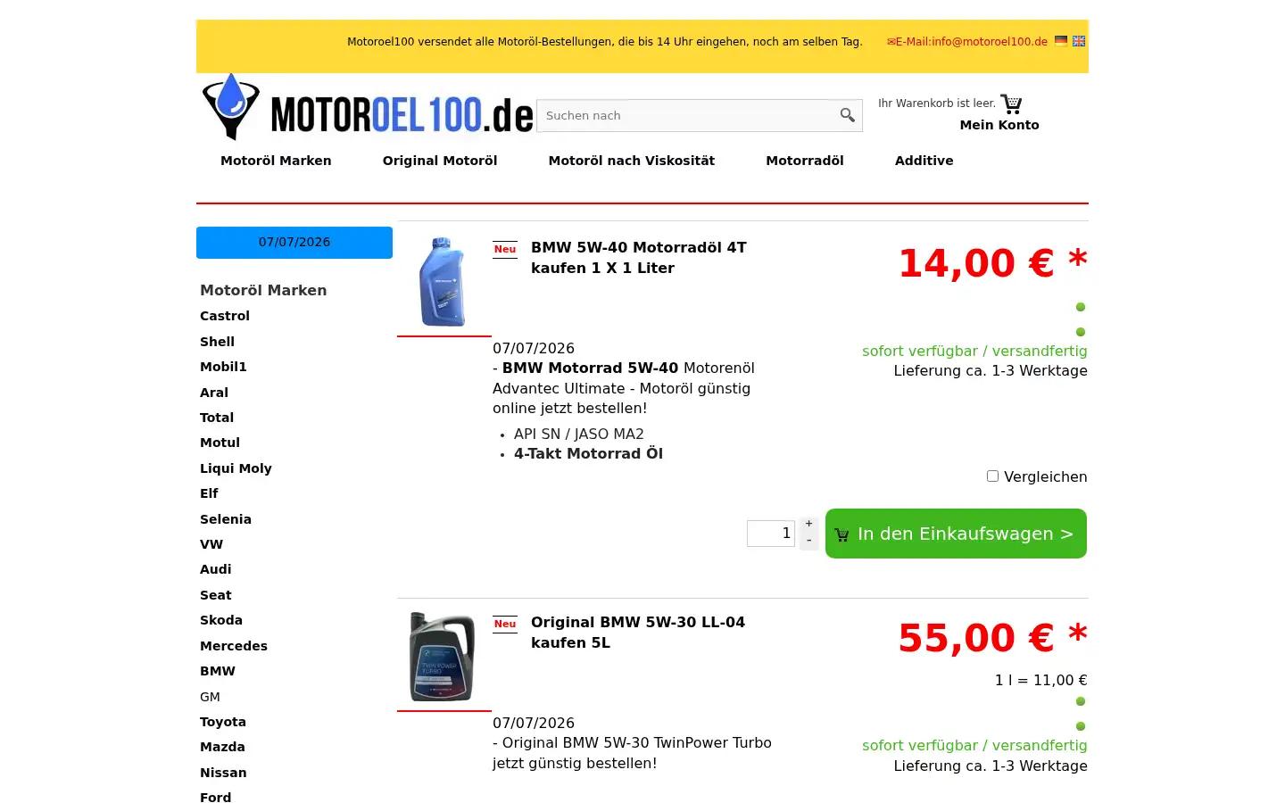 Screenshot of motoroel100.de
