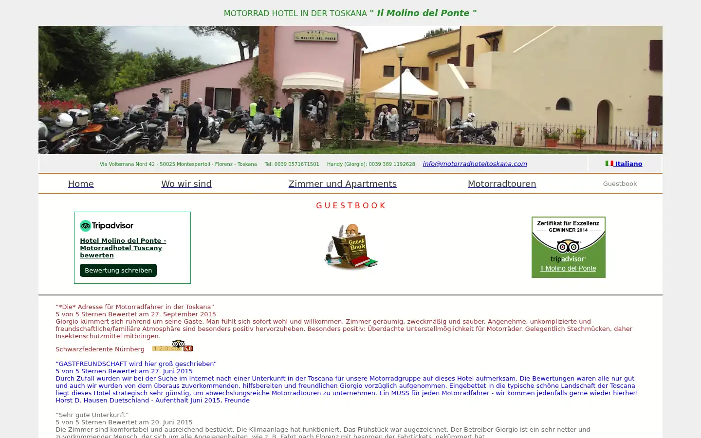 Screenshot of motorradhoteltoskana.com