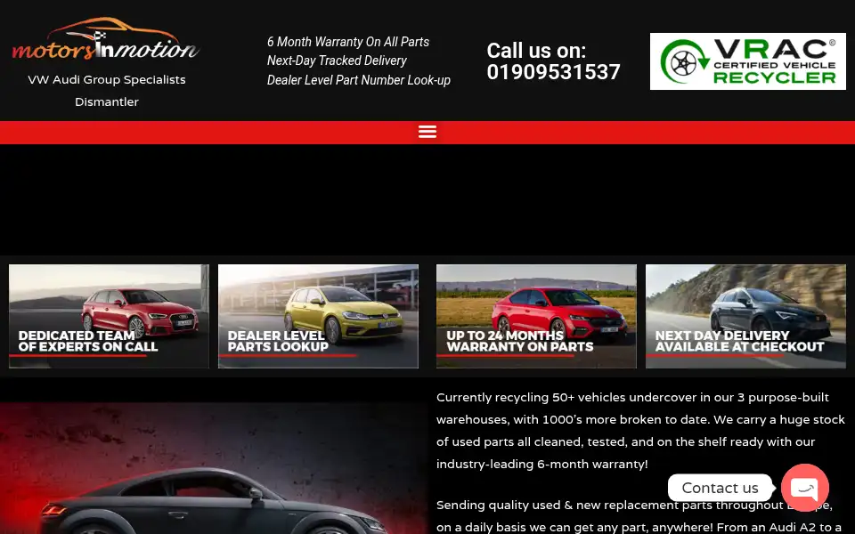 Screenshot of motorsinmotion.co.uk