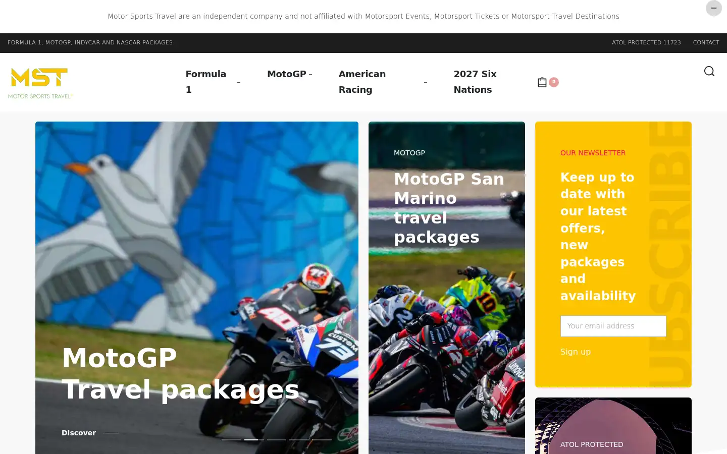 Screenshot of motorsportstravel.co.uk