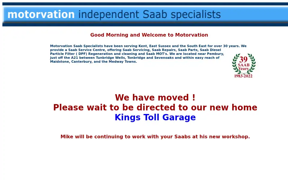 Screenshot of motorvationsaab.co.uk