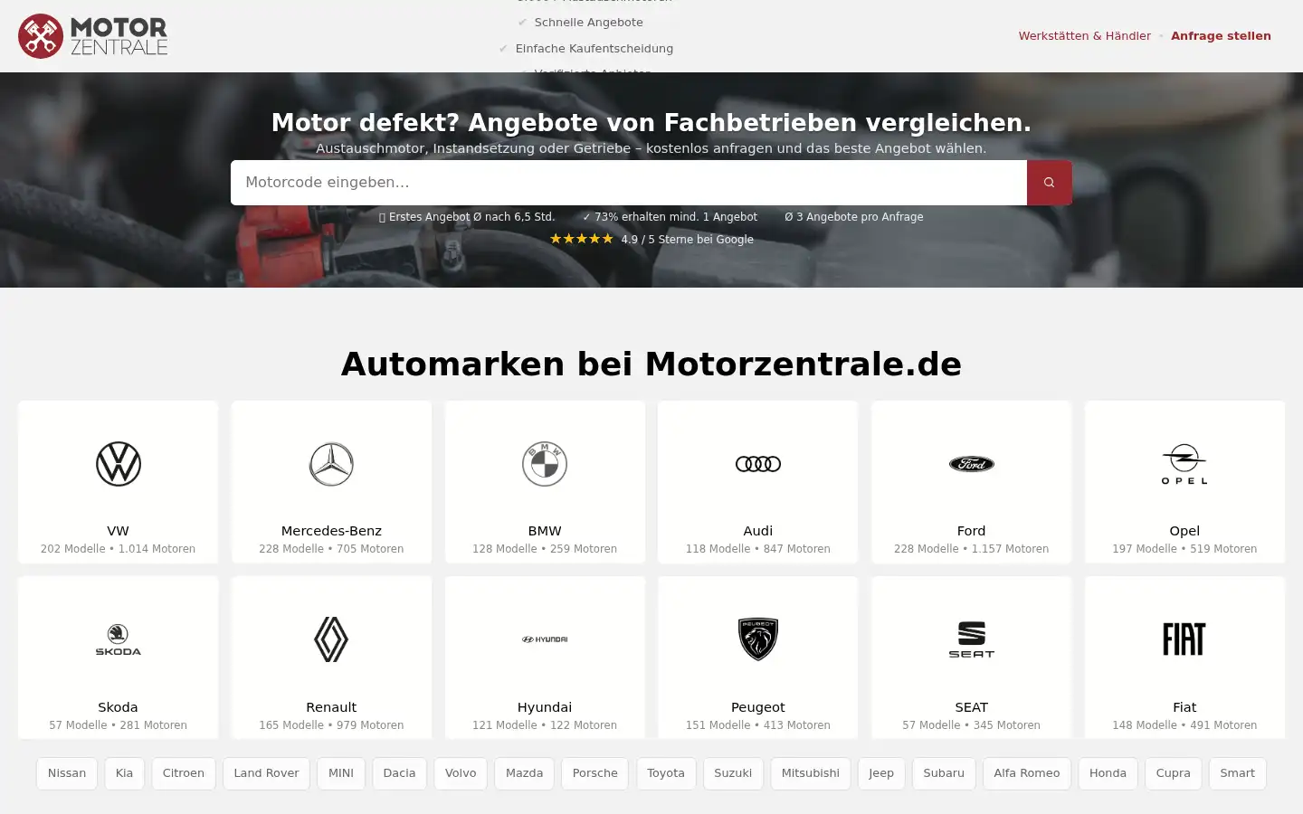 Screenshot of motorzentrale.de