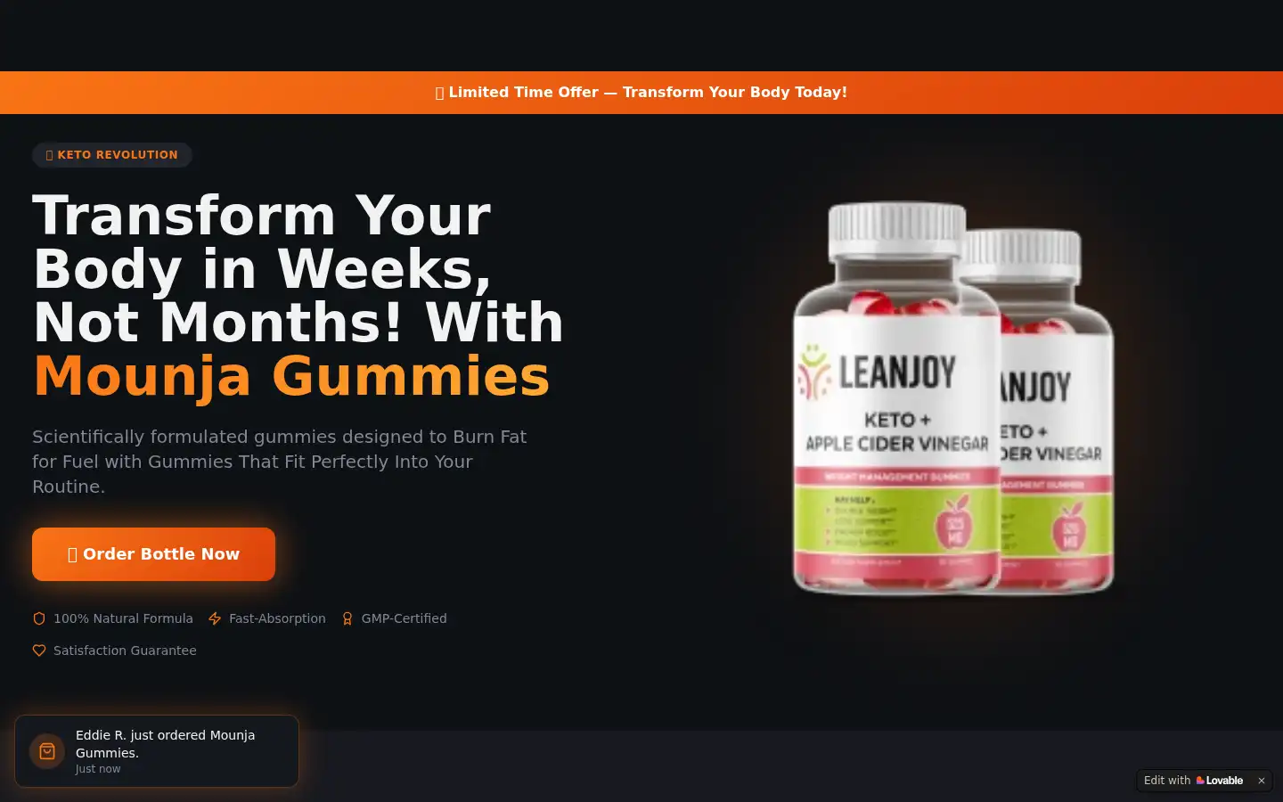 Screenshot of mounja-gummies.lovable.app