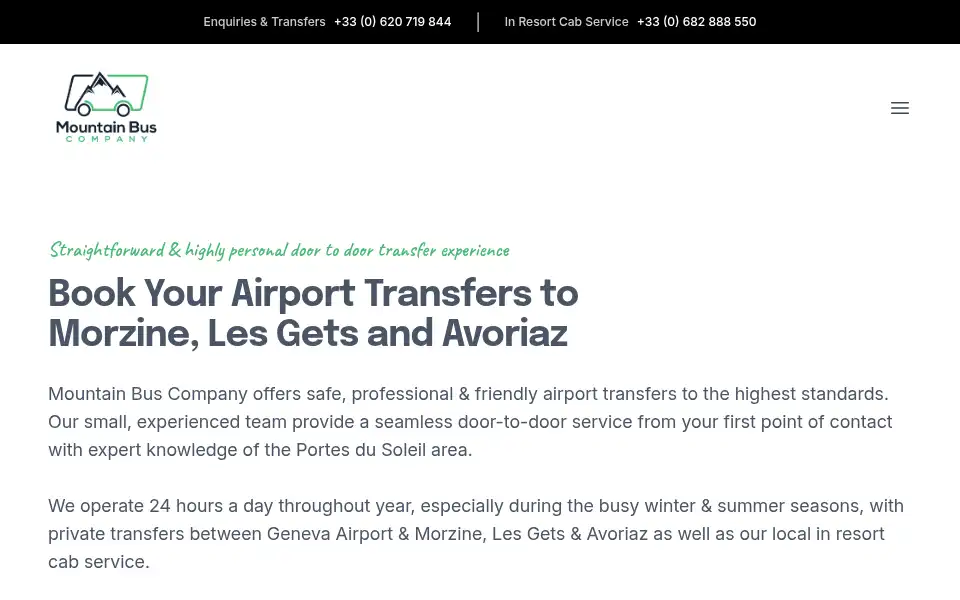 Screenshot of mountainbuscompany.com