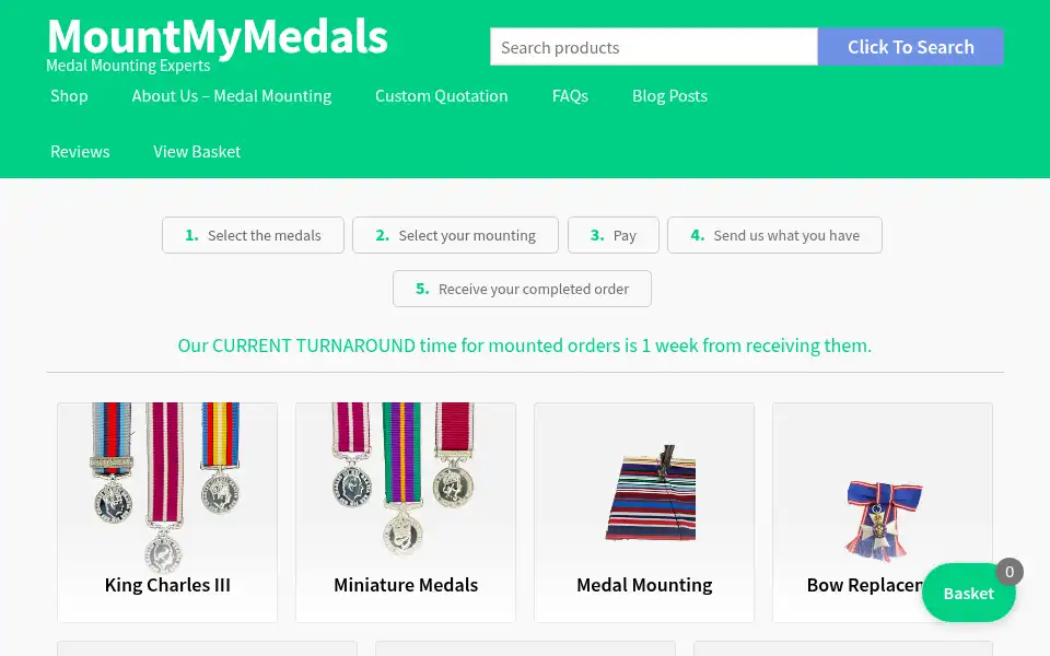Screenshot of mountmymedals.co.uk