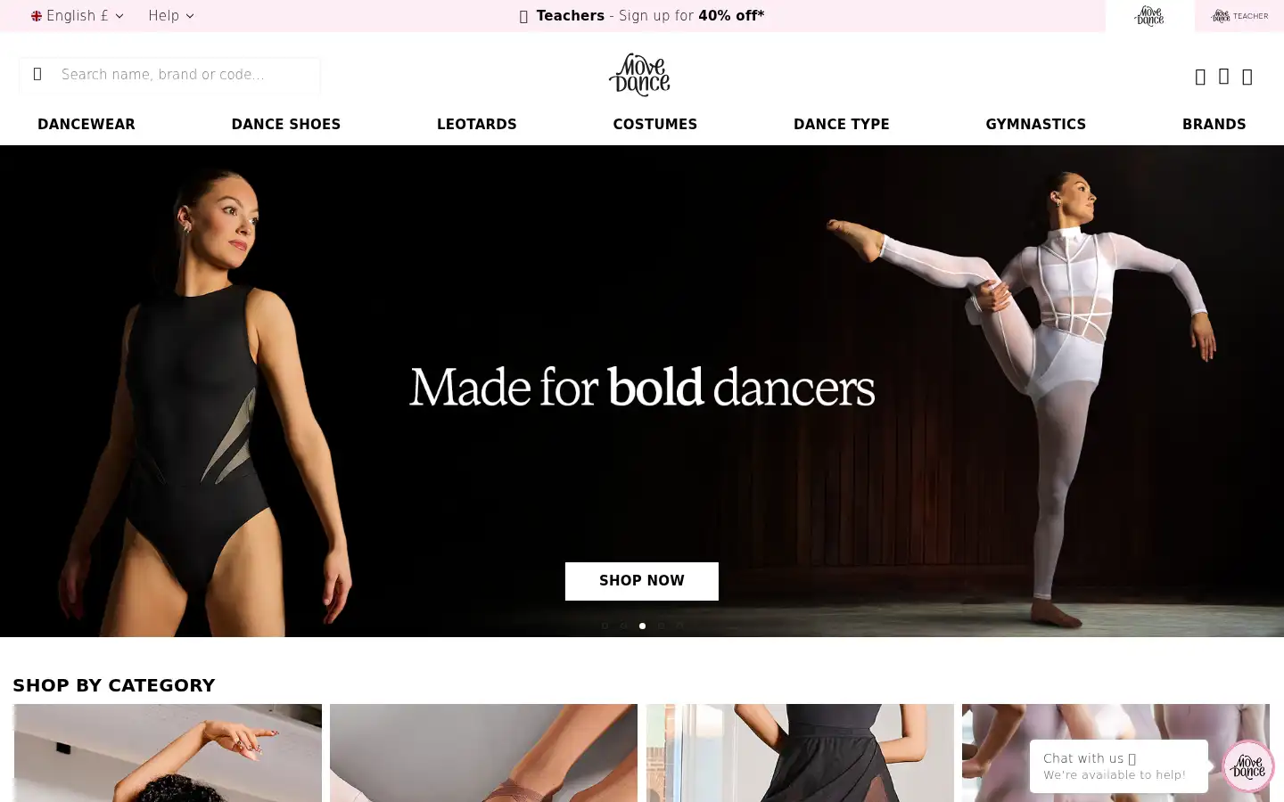 Screenshot of movedancewear.com