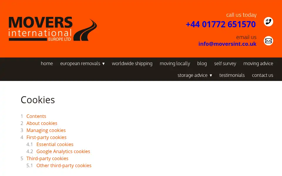 Screenshot of moversint.co.uk