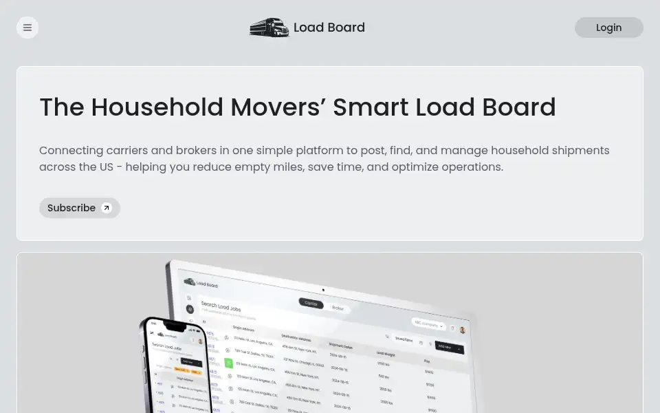 Screenshot of moversloadboard.com
