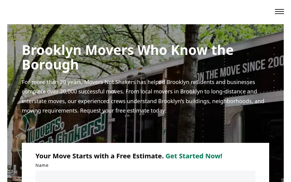 Screenshot of moversnotshakers.com