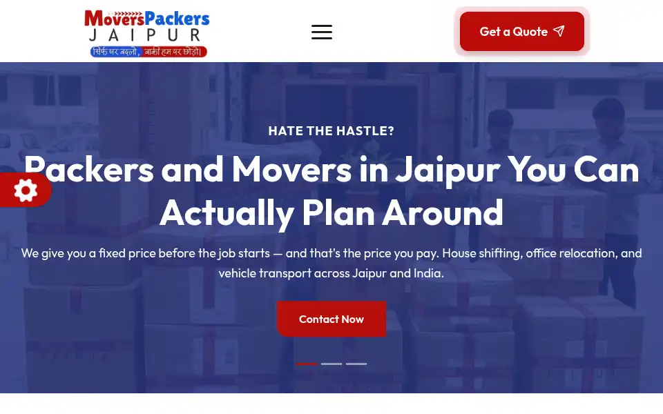 Screenshot of moverspackersjaipur.com
