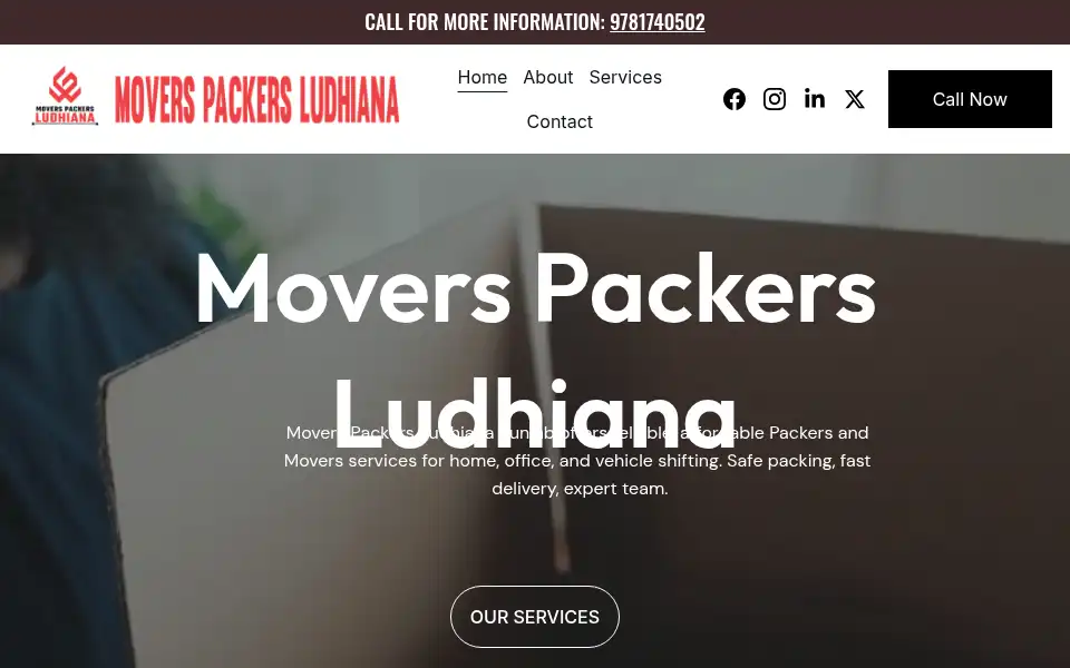 Screenshot of moverspackersludhiana.com