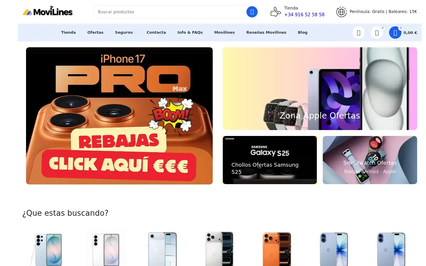 Screenshot of movilines.com