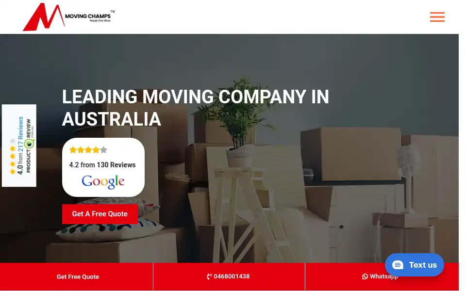Screenshot of movingchamps.com.au