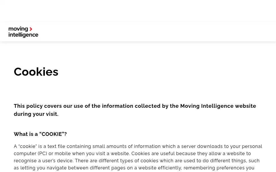 Screenshot of movingintelligence.com